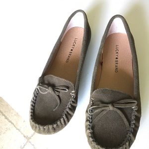 Lucky Brand Suede Loafers in Olive